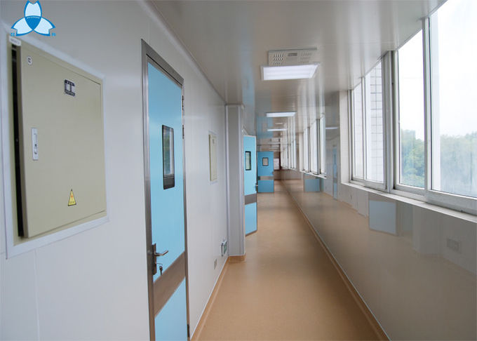 Manual Swing Hospital Air Filter , Single Leaf Hospital Room Door With Viewing Window 2