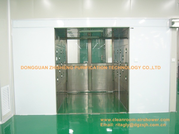 Cargo CleanRoom Air Shower With Width 1600mm Automatic Double - Leaf Sliding Doors 1